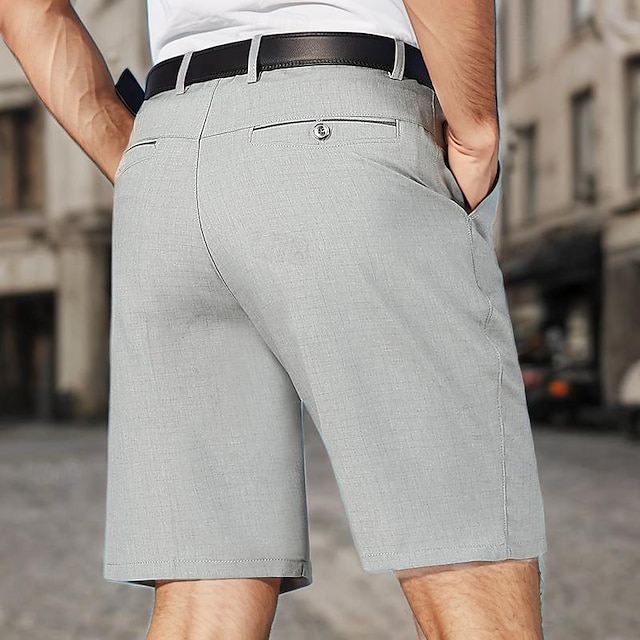  Herren Kleid-Shorts Lässige Shorts Höhenanstieg Einfarbig Atmungsaktiv Leichtgewichtig Knielänge Casual Basic Klassisch weiß grau Schwarz Hoher Taillenbund Unelastisch