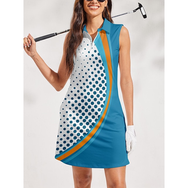  Femme robe de golf Bleu Sans Manches Vêtements de golf pour femmes, tenues, vêtements