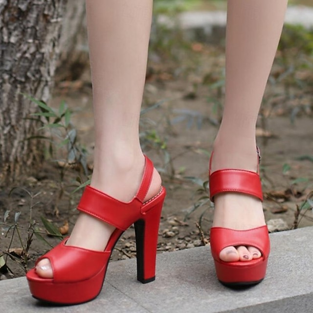  Pentru femei Sandale Sandale cu platformă Petrecere Club Cataramă Toc Îndesat Vârf deschis Modă PU Curea Gleznă Negru Alb Galben