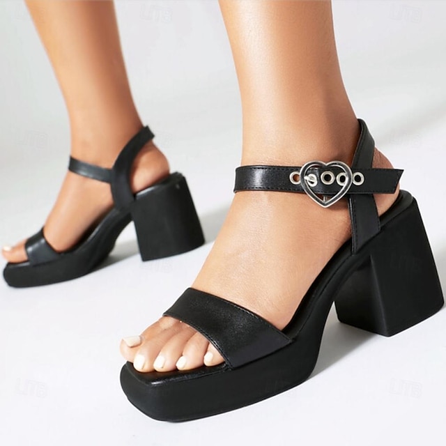  Pentru femei Sandale Sandale cu platformă Zilnic Cataramă Toc Îndesat Vârf deschis minimalism Piele microbiană PU Curea Gleznă Negru Roz