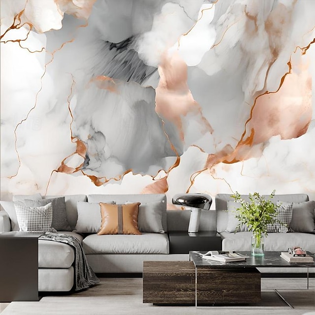  Cool Wallpapers Pink Gray Marble Wallpaper Wall Mural Roll Sticker Peel and Stick Removable PVC/Vinyl Material Self Adhesive/Adhesive Required Wall Decor for Living Room Kitchen Bathroom