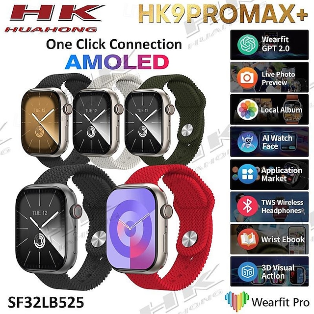  Wo3 Pro Smartwatch mit 2 Uhrenarmbändern, 1,32 Zoll Smartwatch, Fitness-Laufuhr, Bluetooth, EKG+PPG, Schrittzähler, Anruferinnerung, kompatibel mit Android iOS, Herren, lange