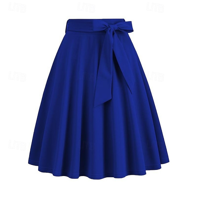  Retro / vintage 1950-tallet Rockabilly Knelengde Swing skjørt Dame Avslappet Dagligdagstøy Te Fest Voksen Skjørte