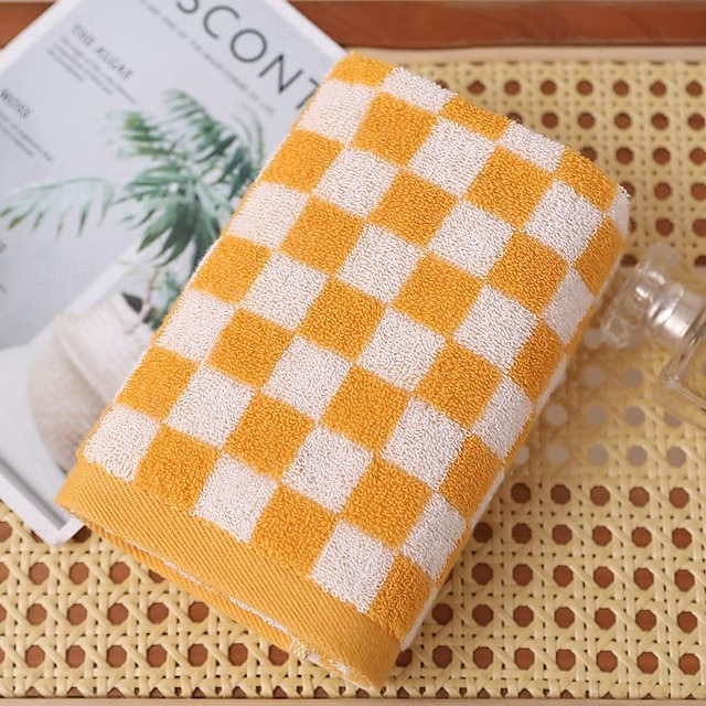 grade de xadrez de algodão toalha de rosto altamente absorvente e mais leve& Toalha de banheiro super absorvente de secagem rápida perfeita para uso diário contém toalha (13 x 27,5 polegadas)/1