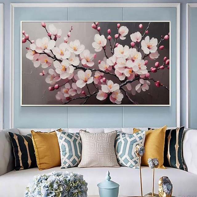  handgjord oljemålning duk väggkonst dekoration moderna blommor persikoblomning vardagsrum matsal sovrum dekorativ målning för heminredning rullad ramlös osträckt målning