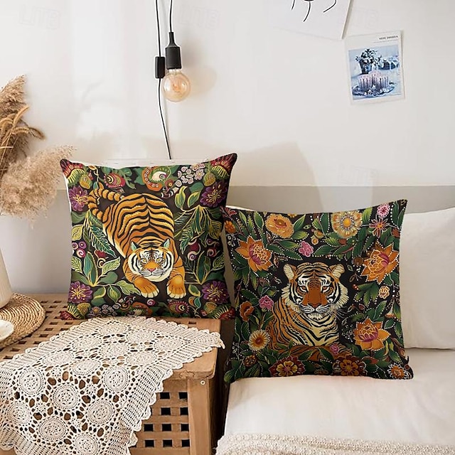  wzór tygrysa zielony 1 szt. poszewki na poduszki wiele rozmiarów przybrzeżne poduszki dekoracyjne na zewnątrz miękkie aksamitne poszewki na poduszki na kanapę rozkładana sofa wystrój domu