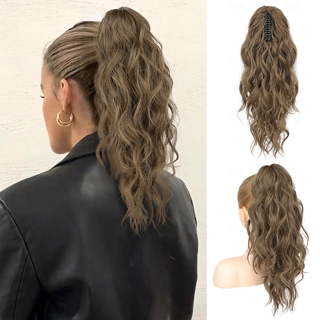  Ponytail Extension Claw Clip Ponytail Extension, Wavy Curly Claw Clip in Ponytail Hair Natural Fake Ponytail Synthetic Hairpiece for Women