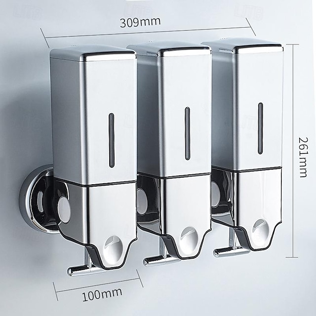  distributore di sapone manuale argento 500lm / 1000lm / 1500lm con dispenser di sapone quadrato montato a parete per bagno dell'hotel a leva