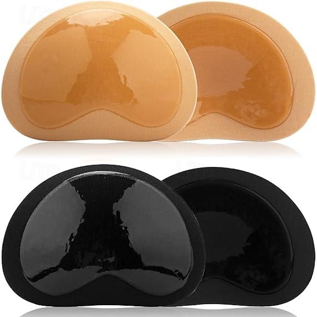  1 par de inserciones de sujetador adhesivas de doble cara beige + 1 par negro - almohadillas autoadhesivas para mujeres de pecho pequeño | almohadilla push-up de silicona impermeable