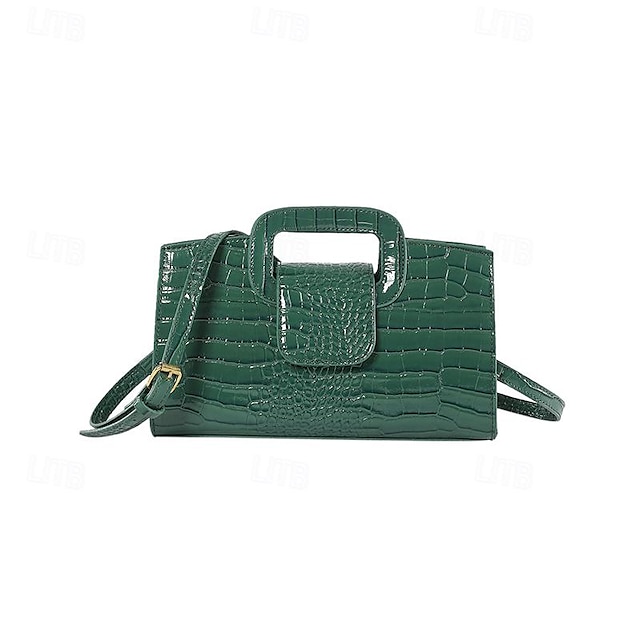  Women's Handbag PU Leather Daily Zipper Waterproof Anti-Dust Geometric Black White Red
