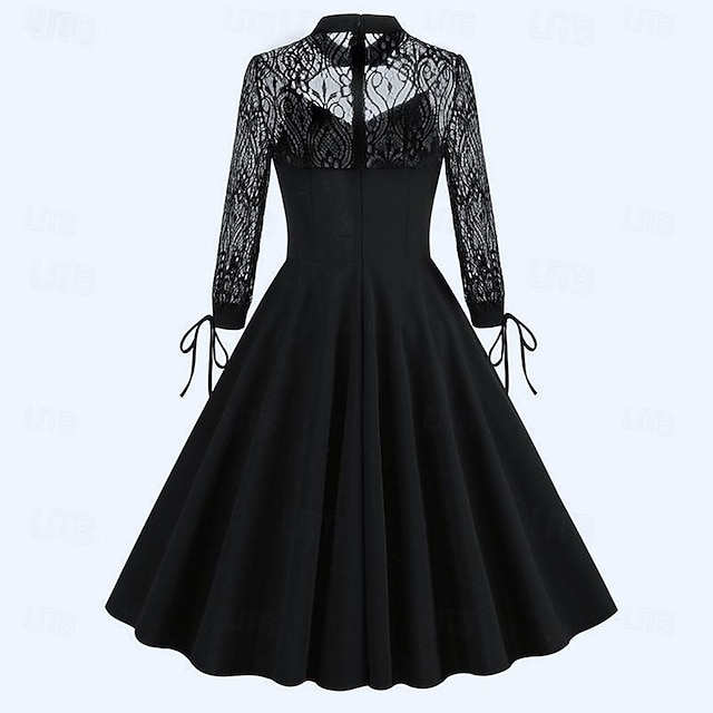  Retro Vintage 1950s Rockabilly Dress A-Line Dress Swing Dress Solid Color Women's Halloween Carnival Masquerade Party Bachelorette Party Adults Dress Homecoming Dresses
