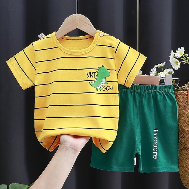  Children's Short Sleeved Set Pure Cotton Girls' Summer Clothing Boys' T-Shirt Two Pieces Of Baby Clothes Korean Version Children's Clothing