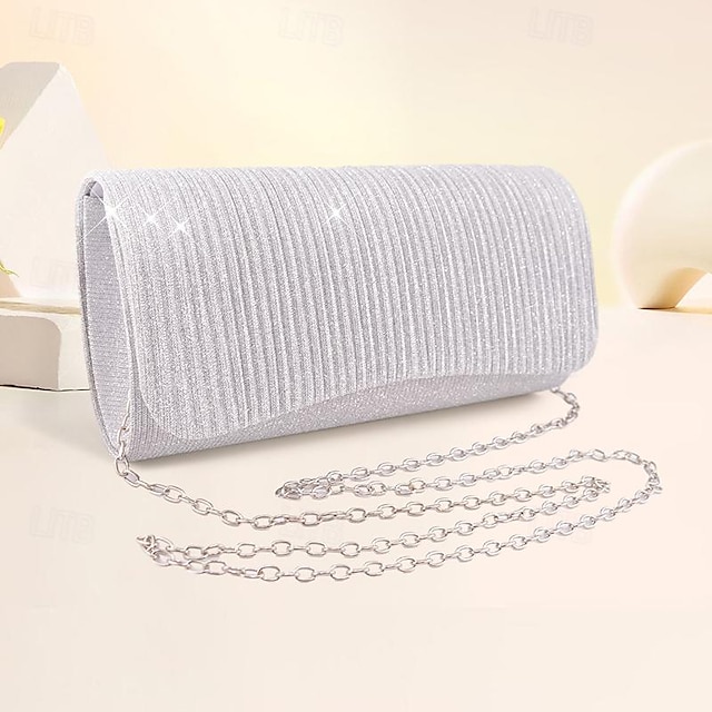  Women's Clutch Evening Bag Evening Bag Polyester Party Daily Chain Solid Color Silver Black Gold