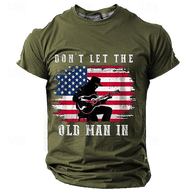  Don't Let the Old Man In American Flag Daily Designer Retro Vintage Men's 3D Print T shirt Tee Sports Outdoor Holiday Going out T shirt Black Navy Blue Brown Short Sleeve Crew Neck Shirt
