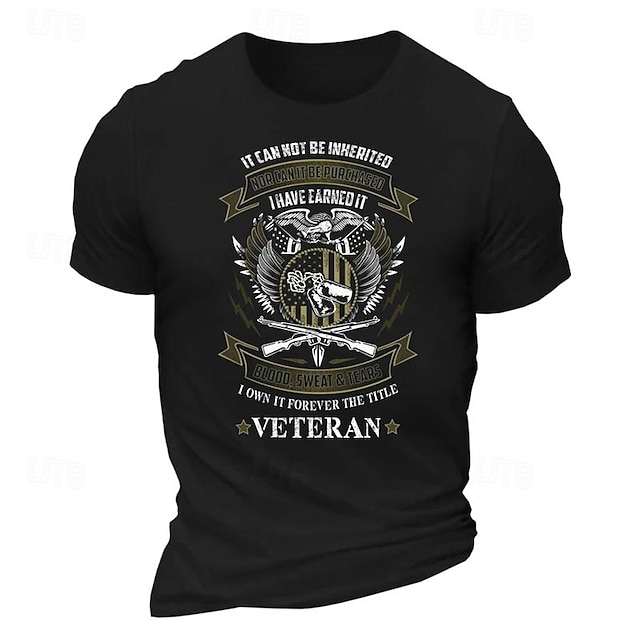  Футболка ветеран, мужская хлопковая футболка с графическим рисунком, классическая рубашка с коротким рукавом, удобная футболка для уличного отдыха, летняя модельерская одежда