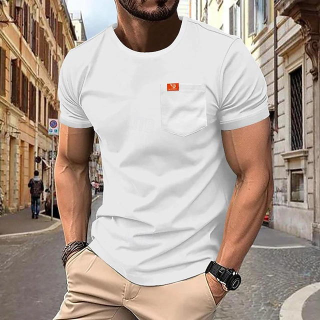 Men's T Shirt Tee Short Sleeve Shirt Tee Top Short Sleeve Crew Neck Spring & Summer Plain Fashion Designer Basic Sexy Vacation Street Going out Black White Dark Navy Top Tee for Men 10