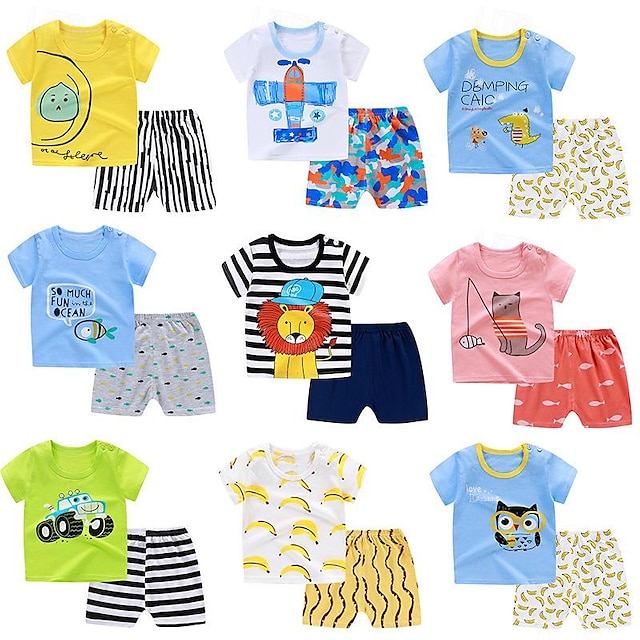  New Summer Children's Short sleeved Set, Pure Cotton, Boys' Clothing, Thin Girls' T-shirt, Summer Clothing, Babies' Clothing