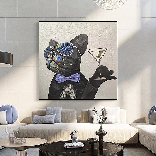  abstraktní francouzský buldoček olejomalba na plátně ručně malovaná legrační malba pro domácí mazlíčky moderní umělecká díla malba na stěnu obývacího pokoje moderní roztomilý pes nástěnná malba do