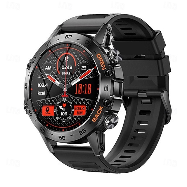 K52 relógio inteligente masculino, tela ips de 1.39 polegadas, chamada bluetooth, mostrador personalizado, monitoramento de saúde, frequência cardíaca, esporte ao ar livre, smartwatch