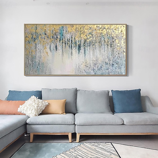 Yotree Handgemaltes Ölgemälde – 60 X 120 Cm, Baum-Motiv In Gold & Silber | 3D-Effekt, Auf Leinwand, Gerahmt | Moderne Wandkunst Für Wohnzimmer, Büro & Mehr