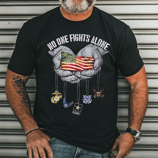  T-shirt Tee Top en coton à manches courtes graphique avec drapeau américain pour hommes vétérans jour Patriot Patriotique Noir 4 Noir 1 Noir 5 Confortable Tee Mode de vacances designer