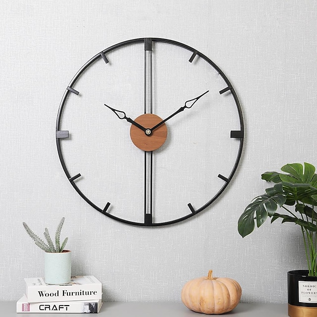  Reloj de pared artístico grande y moderno, reloj de pared grande, decoración artística, relojes de pared, decoración de oficina, minimalista, metal negro para cocina, dormitorio, negro, 60cm