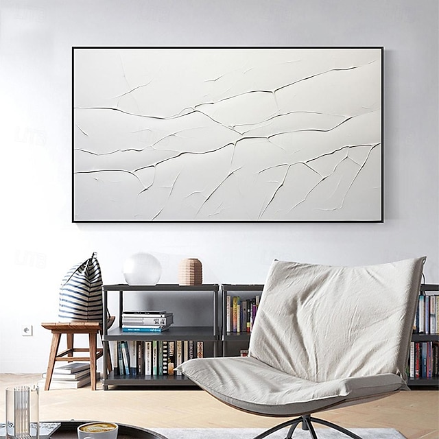  abstrakt minimalistisk oliemaleri på lærred håndmalet hvid teksturmaleri vægindretning stort kortfattet maleri brugerdefineret hvidt maleri vægkunstmaleri til stue boligindretning