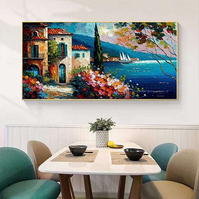 Hand painted Mediterranean Landscape Oil Painting on canvas ...