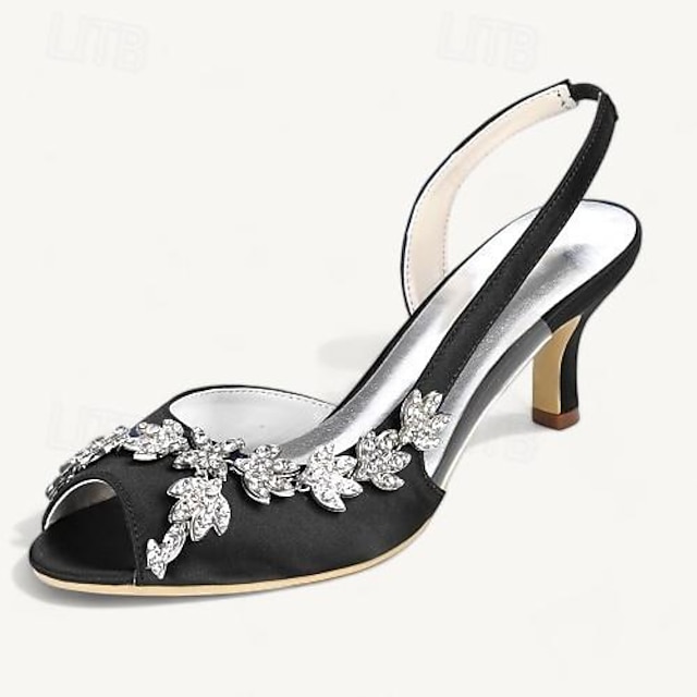  Női Esküvői cipők Bling Bling cipők Csillogó kristály flitteres ékszer Csillogó cipő Menyasszonyi cipők Strasszkő Tűsarok Köröm minimalizmus Szatén Bokapánt Fekete Fehér Kristály