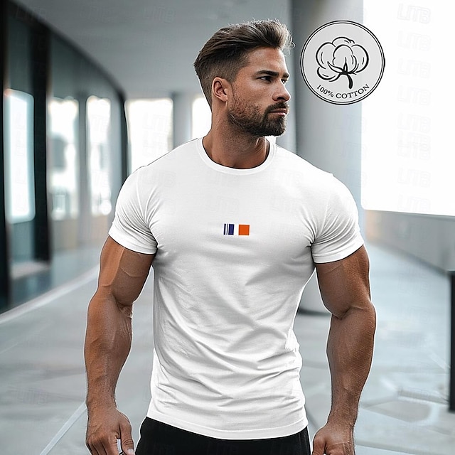  mænds 100% bomuldsskjorte grafisk t-shirt t-shirt mode klassisk skjorte sort hvid kortærmet komfortabel t-shirt street ferie sommer mode designer tøj