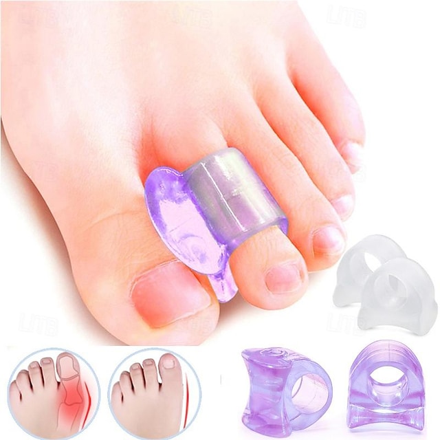  1 пара прокладок для пальцев ног для мужчин и женщин, фиолетовые гелевые разделители пальцев для завитых и перекрывающихся пальцев, шишки на ногах, выпрямитель молоткообразных пальцев, большой и