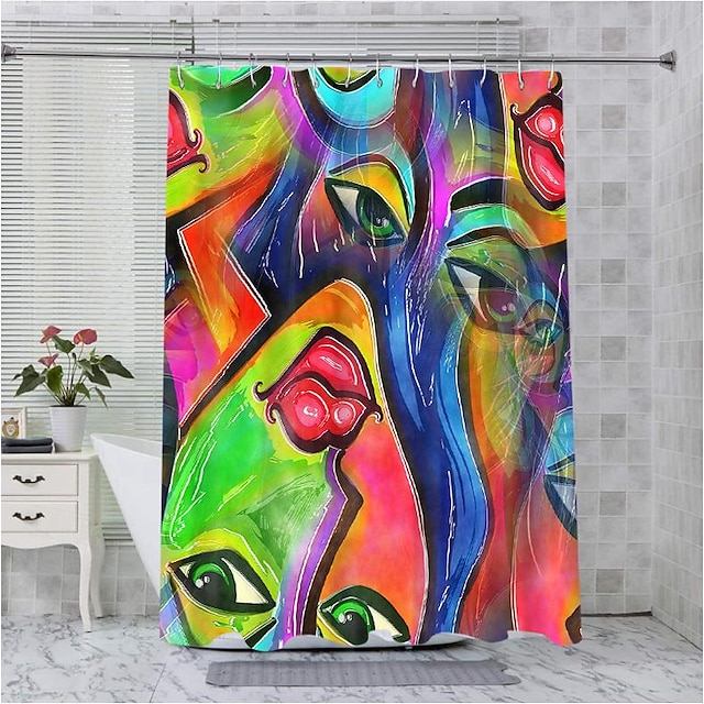  Hot Lips Shower Curtain with Hooks for BathroomColorful Painted Wood Shower Curtain Plank Rustic Farmhouse Wooden Vintage Barn Door Bathroom Decor Set Polyester Waterproof 12 Pack Plastic Hooks