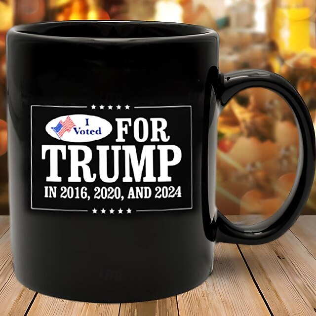  Zabawny kubek do kawy, głosowałem na kubek Trumpa kubek z nadrukiem 3D, ceramiczny zabawny kubek do kawy czarny, prezent na dzień ojca 1,2 uncji/330 ml
