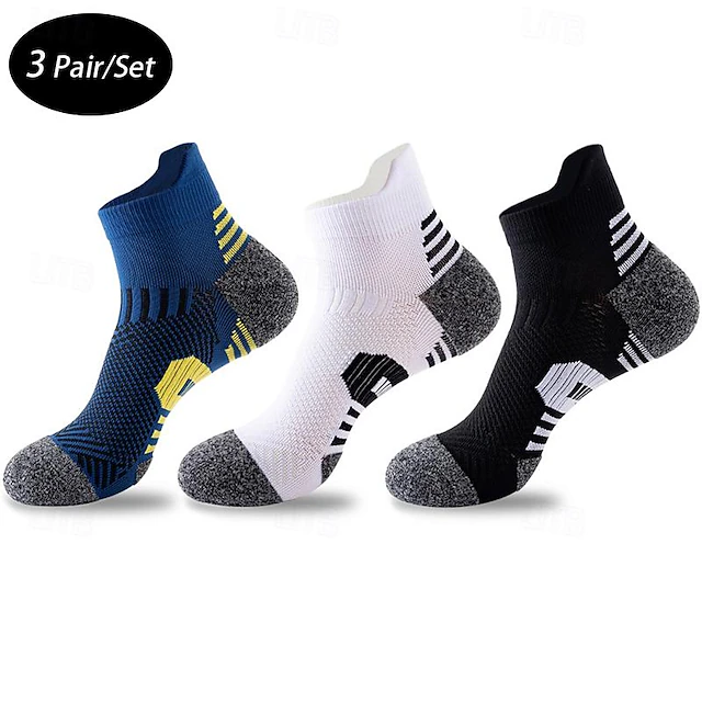 Men's 3 Pack Multi Packs Socks Ankle Socks Running Socks Casual Socks Black White Color Color Block Sports & Outdoor Casual Daily Basic Medium Spring Fall Fashion 9