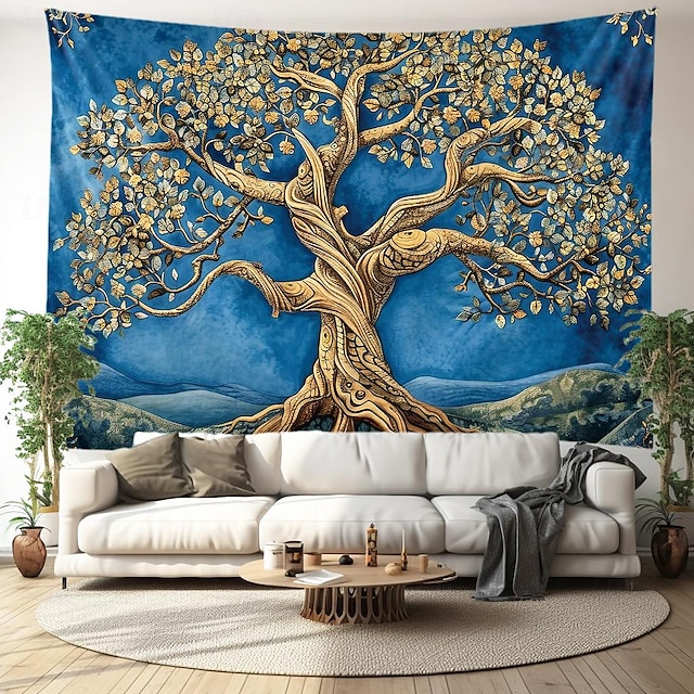  Árbol de la vida pintura tapiz colgante arte de la pared tapiz grande decoración mural fotografía telón de fondo manta cortina hogar dormitorio sala de estar decoración