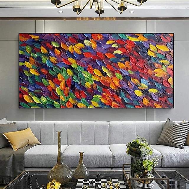  mintura ručně vyráběné barevné peří olejomalby na plátně nástěnné umělecké dekorace moderní abstraktní obrazy pro domácí dekoraci válcované bezrámové nenatažené malby