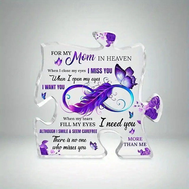 Cartello acrilico commemorativo a forma di farfalla per regali di simpatia e ricordo, cartello da tavolo a forma di puzzle per la perdita della persona amata, lutto e regali per la festa della mamma