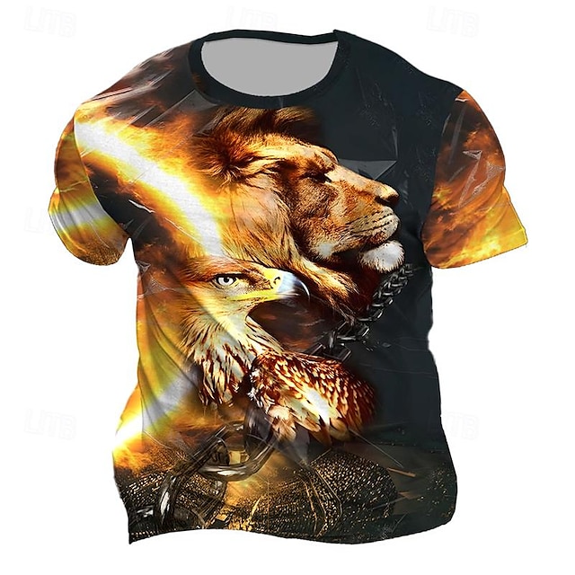  Per uomo Animali Leone maglietta Manica corta maglietta Stampa 3D Girocollo Camicia Giornaliero Originale Retrò vintage Sportivo Per eventi Per uscire Blu Viola Marrone Primavera estate Abbigliamento