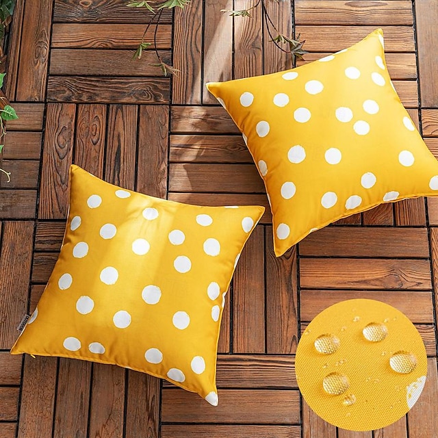  1 PC Waterproof Outdoor Pillow Cover, Polka Dot Classic Traditional Square Zipper Traditional Classic
