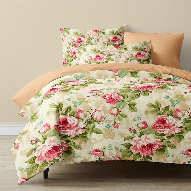  花布団カバーセット綿熱帯植物パターンセットソフト 3 ピース高級寝具セット家の装飾ギフトツインフルキングクイーンサイズ布団カバー