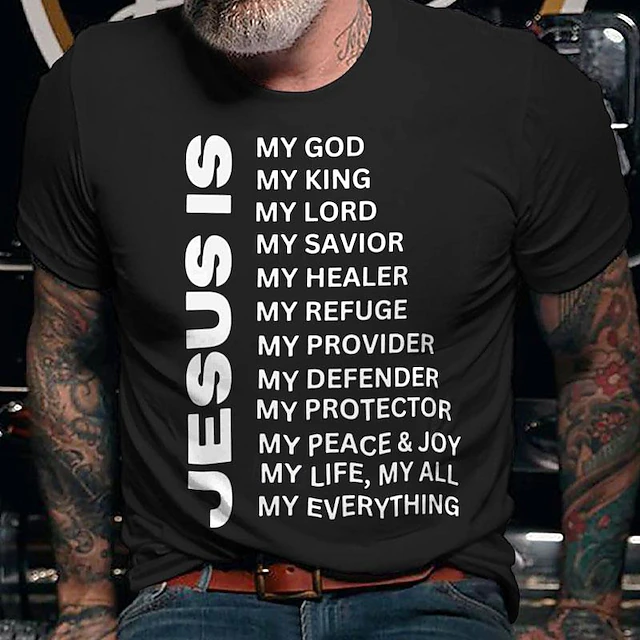Easter Men's Graphic Slogan Jesus T Shirt Short Sleeve T shirt 3D Print Crew Neck Shirt Retro Vintage Casual Street Style Sports Outdoor Holiday Going out Black Blue Green Spring & Summer Clothing 8