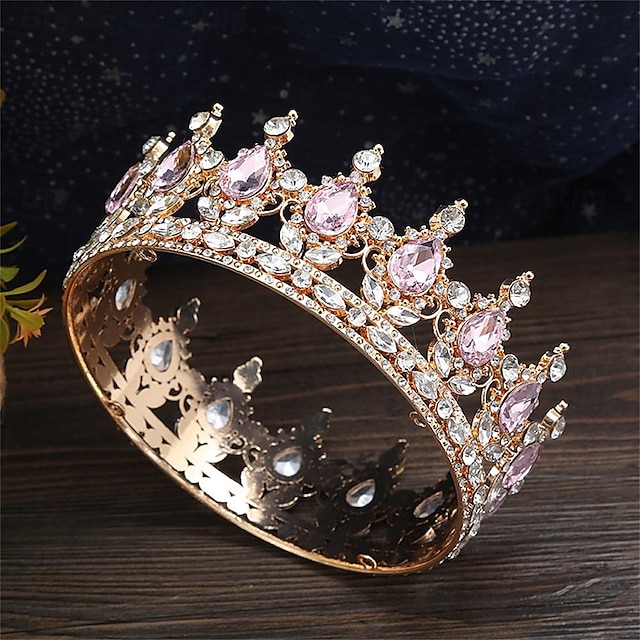  μπαρόκ στρογγυλή κορώνα από κράμα κεφαλής στο διαδίκτυο διασημότητα στέμμα γενεθλίων δεκαοκτώ ετών δώρο ενηλίκων στέμμα βασίλισσα