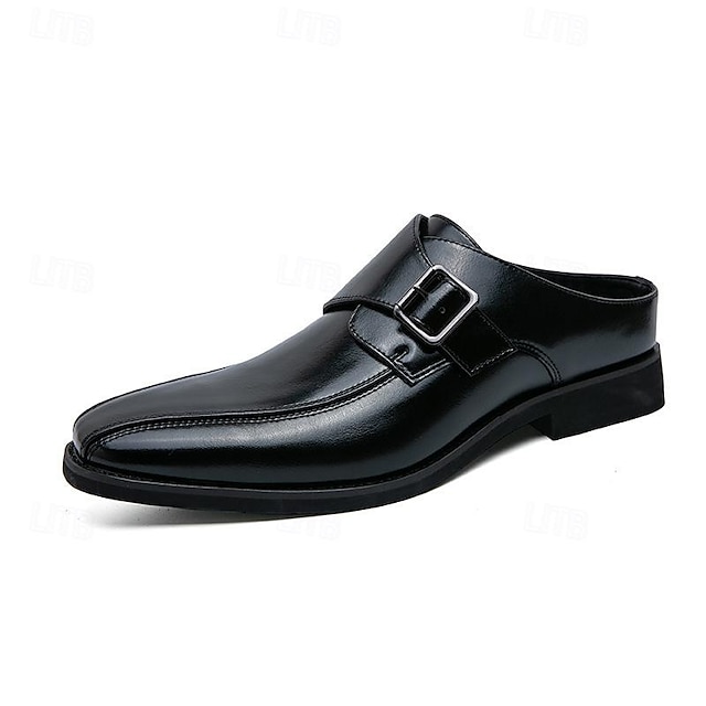  Men's Clogs & Mules Half Shoes Comfort Shoes Business British Party & Evening PU Slip-on Black Summer Spring