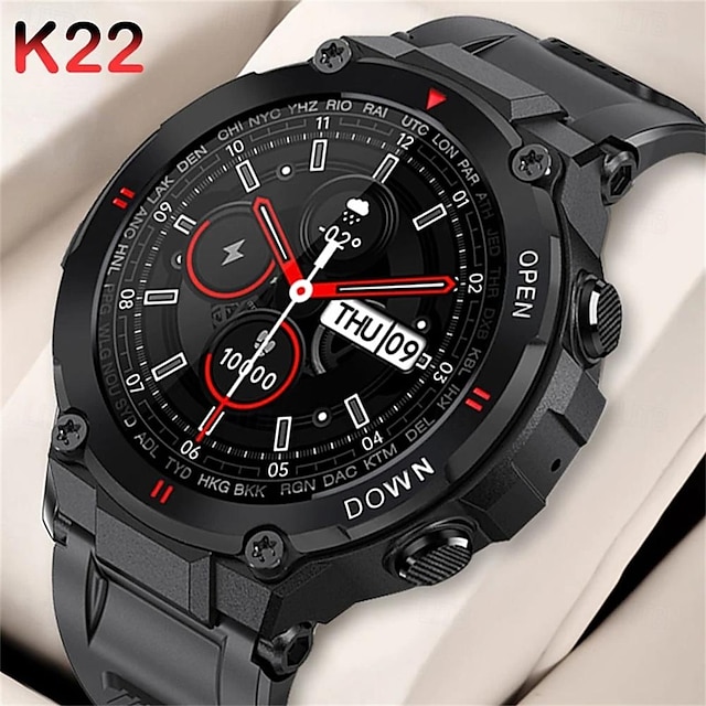  k22 smart watch heren 1.28 '' ips volledig touchscreen bt oproep fitness/gezondheidsmonitor muziek camerabediening relgio smartwatches