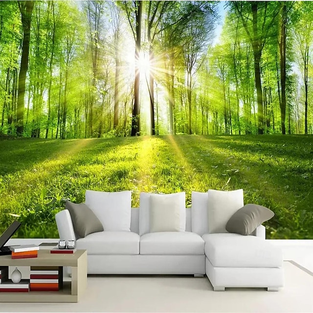  Cool Wallpapers Nature Wallpaper Wall Mural Beam Forest Landscape Roll Sticker Peel and Stick Removable PVC/Vinyl Material Self Adhesive/Adhesive Required Wall Decor for Living Room Kitchen Bathroom