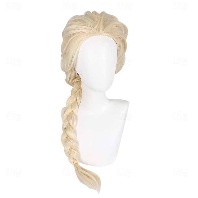  perucă elsa perucă cosplay perucă ondulată din mijloc perucă combinată de o culoare maro păr sintetic peruci albe pentru femei