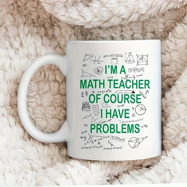  1pc Math Teacher Coffee Mug Ceramic Coffee Cups Water Cups Summer Winter Drinkware Birthday Gifts Holiday Gifts New Year Gifts Valentine's Day Gifts