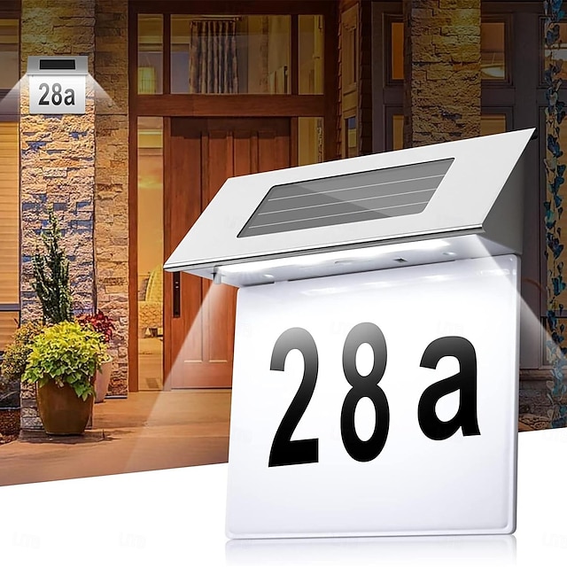  huisnummerlicht op zonne-energie, roestvrijstalen led-buitenwandlamp deurplaat voordeurlicht voor deurbord huisnummer op zonne-energie met zonnelicht