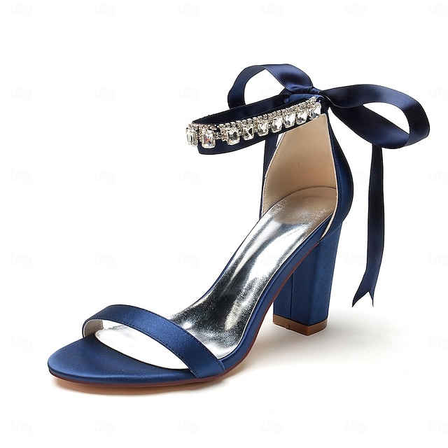  Dámské Svatební obuv Sandály na platformě Svatební Párty Denní Svatební sandály Svatební boty Boty pro družičku Štras Stuha Kačenka Otevřený palec Elegantní Módní Luxusní Satén Šněrování Stříbrn