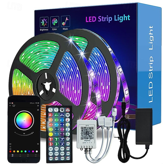  LED Strip Light Sets 20m 30m RGB Strip Lights IR Remote Controls 16 LEDs SMD 3535 8mm 1 set Multi Color LED Strip Light APP Control Party Self-adhesive 24 V